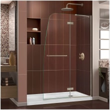 Aqua Ultra 74-3/4" High x 60" Wide 30" Deep Hinged Frameless Shower Door with Clear Glass, SlimeLine Shower Base Kit, and Right Drain