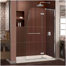 Aqua Ultra 74-3/4" High x 60" Wide 30" Deep Hinged, Shower Screen Frameless Shower Door with Clear Glass, SlimeLine Shower Base Kit, and Right Drain