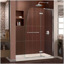 Aqua Ultra 74-3/4" High x 60" Wide 32" Deep Hinged, Shower Screen Frameless Shower Door with Clear Glass, SlimeLine Shower Base Kit, and Right Drain