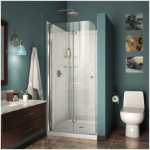 Aqua Fold Bi-Fold Shower Enclosure with White 36" x 36" Acrylic Base and Backwall Kit