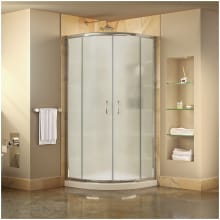 Prime 33" Wide x 74 3/4" High Semi-Frameless Frosted Glass Sliding Shower Enclosure - Includes Shower Base