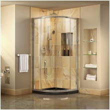 Prime 33" Wide x 74 3/4" High Semi-Frameless Clear Glass Sliding Shower Enclosure - Includes Shower Base