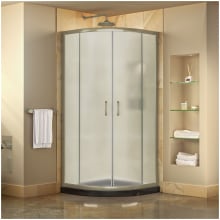 Prime 38" Wide x 74 3/4" High Semi-Frameless Frosted Glass Sliding Shower Enclosure - Includes Shower Base