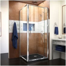 Flex 74-3/4" High x 32" Wide x 32" Deep Pivot Framed Shower Enclosure with Clear Glass, 32" Deep x 32" Wide Shower Base, and Return Panel