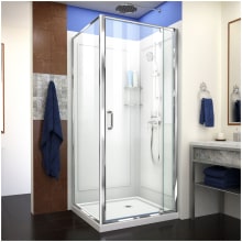 Flex 76-3/4" High x 32" Wide x 32" Deep Pivot Framed Shower Enclosure with Clear Glass, Shower Base, Shower Backwall, and Return Panel
