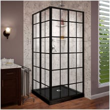 French Corner 74-3/4" H x 36" W x 36" D Sliding Framed Shower Enclosure with Clear Glass and 36" x 36" Shower Base
