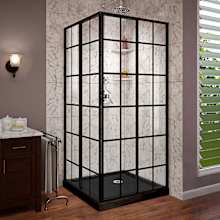 French Corner 42" D x 42" W x 74 3/4" H Framed Sliding Shower Enclosure and Acrylic Base