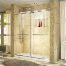 Charisma 78-3/4" High x 60" Wide 32" Deep Sliding Frameless Shower Door with Clear Glass, SlimeLine Shower Base Kit, and Right Drain