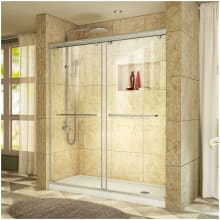 Charisma 78-3/4" High x 60" Wide 32" Deep Sliding Frameless Shower Door with Clear Glass, SlimeLine Shower Base Kit, and Right Drain