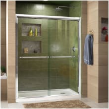 Duet 74-3/4" High x 60" Wide 30" Deep Sliding Framed Shower Door with Clear Glass, SlimeLine Shower Base Kit, and Right Drain