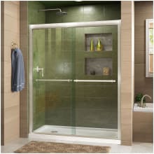 Duet 74-3/4" High x 60" Wide 36" Deep Sliding Framed Shower Door with Clear Glass, SlimeLine Shower Base Kit, and Left Drain