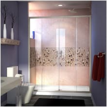 Visions 74-3/4" High x 60" Wide 30" Deep Sliding Framed Shower Door with Clear Glass, SlimeLine Shower Base Kit, and Center Drain