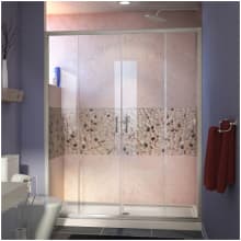 Visions 74-3/4" High x 60" Wide 30" Deep Sliding Framed Shower Door with Clear Glass, SlimeLine Shower Base Kit, and Center Drain