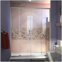 Visions 74-3/4" High x 60" Wide 30" Deep Sliding Framed Shower Door with Clear Glass, SlimeLine Shower Base Kit, and Left Drain