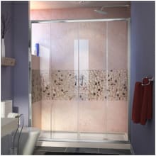 Visions 74-3/4" High x 60" Wide 30" Deep Sliding Framed Shower Door with Clear Glass, SlimeLine Shower Base Kit, and Right Drain