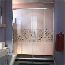 Visions 74-3/4" High x 60" Wide 34" Deep Sliding Framed Shower Door with Clear Glass, SlimeLine Shower Base Kit, and Center Drain