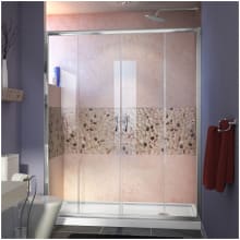 Visions 74-3/4" High x 60" Wide 34" Deep Sliding Framed Shower Door with Clear Glass, SlimeLine Shower Base Kit, and Right Drain