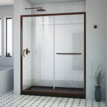 Infinity-Z 30" D x 60" W x 74-3/4" H Clear Sliding Shower Door, Center Drain and Base with Acrylic Kit