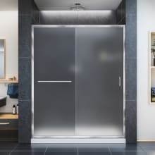 Infinity-Z 74-3/4" High x 60" Wide 32" Deep Sliding Framed Shower Door with Frosted Glass, SlimeLine Shower Base Kit, and Center Drain