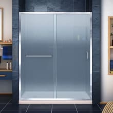 Infinity-Z 74-3/4" High x 60" Wide 34" Deep Sliding Framed Shower Door with Frosted Glass, SlimeLine Shower Base Kit, and Left Drain