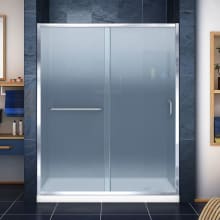 Infinity-Z 74-3/4" High x 60" Wide 34" Deep Sliding Framed Shower Door with Frosted Glass, SlimeLine Shower Base Kit, and Right Drain