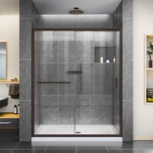 Infinity-Z 74-3/4" High x 60" Wide 36" Deep Sliding Framed Shower Door with Clear Glass, SlimeLine Shower Base Kit, and Center Drain