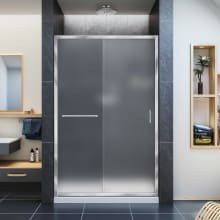 Infinity-Z 74-3/4" High x 48" Wide Sliding Framed Shower Door with Frosted Glass and 36" Deep x 48" Wide Shower Base with Center Drain