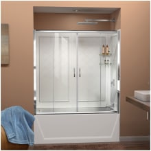 Visions 60" High x 60" Wide Sliding Framed Tub Enclosure with Clear Glass and QWALL-Tub Backwall Kit
