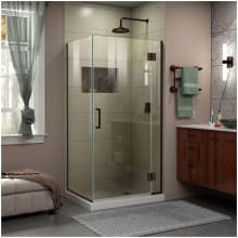 Unidoor-X 72" High x 29-3/8" Wide x 30" Deep Hinged Frameless Shower Enclosure with Clear Glass