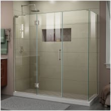 Unidoor-X 72" High x 69-1/2" Wide x 30-3/8" Deep Hinged Frameless Shower Enclosure with Clear Glass and Left Hinge