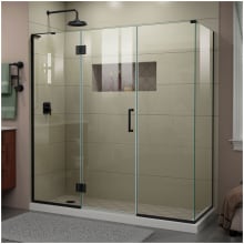 Unidoor-X 72" High x 70" Wide x 30-3/8" Deep Hinged Frameless Shower Enclosure with Clear Glass and Left Hinge