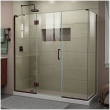 Unidoor-X 72" High x 70" Wide x 34-3/8" Deep Hinged Frameless Shower Enclosure with Clear Glass and Left Hinge