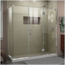 Unidoor-X 72" High x 70" Wide x 34-3/8" Deep Hinged Frameless Shower Enclosure with Clear Glass and Right Hinge