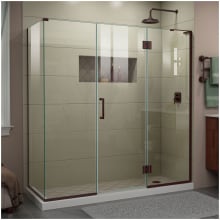 Unidoor-X 72" High x 70-1/2" Wide x 30-3/8" Deep Hinged Frameless Shower Enclosure with Clear Glass and Right Hinge