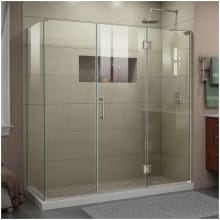 Unidoor-X 72" High x 70-1/2" Wide x 34-3/8" Deep Hinged Frameless Shower Enclosure with Clear Glass and Right Hinge
