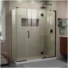 Unidoor-X 72" High x 63-1/2" Wide x 34-3/8" Deep Hinged Frameless Shower Enclosure with Clear Glass and Right Hinge