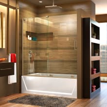 Mirage-X 56" - 60" W x 58" H Sliding Frameless Tub Door with Clear Glass and Fixed Left Panel
