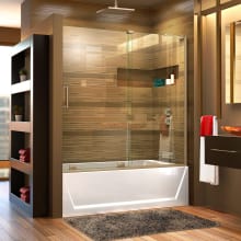 Mirage-X 60" W x 58" H Right-Wall Sliding Frameless Tub Door with Clear Glass and Fixed Right Panel