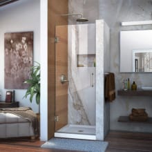 Unidoor 72" High x 23" Wide Hinged Frameless Shower Door with Clear Glass