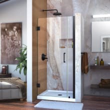 Unidoor 72" High x 30" Wide Hinged Frameless Shower Door with Clear Glass