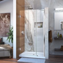 Unidoor 72" High x 36" Wide Hinged Frameless Shower Door with Clear Glass - Includes Stabilizing Arm