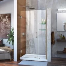 Unidoor 72" High x 40" Wide Hinged Frameless Shower Door with Clear Glass - Includes 2 Shelves