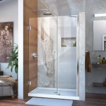 Unidoor 72" High x 42" Wide Hinged Frameless Shower Door with Clear Glass - Includes Stabilizing Arm