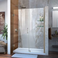 Unidoor 72" High x 49" Wide Hinged Frameless Shower Door with Clear Glass - Includes 2 Shelves