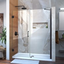 Unidoor 72" High x 60" Wide Hinged Frameless Shower Door with Clear Glass - Includes Stabilizing Arm