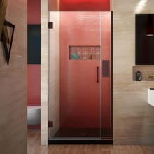 Unidoor Plus 72" High x 34" Wide Hinged Frameless Shower Door with Clear Glass