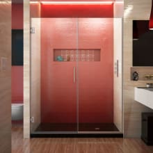Unidoor Plus 72" High x 53-1/2" Wide Hinged Frameless Shower Door with Clear Glass