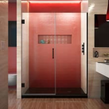 Unidoor Plus 72" High x 56-1/2" Wide Hinged Frameless Shower Door with Clear Glass