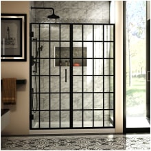 Unidoor Toulon 72" High x 58-1/2" Wide Hinged Frameless Shower Door with Pattern Glass
