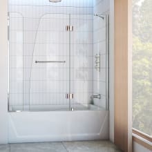 Aqua 58" High x 60" Wide Hinged Frameless Tub Door with Clear Glass